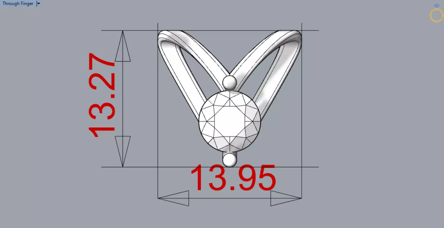 V Shape Yellow Gold and Diamond STL Pendant jp0028 3D print model_24