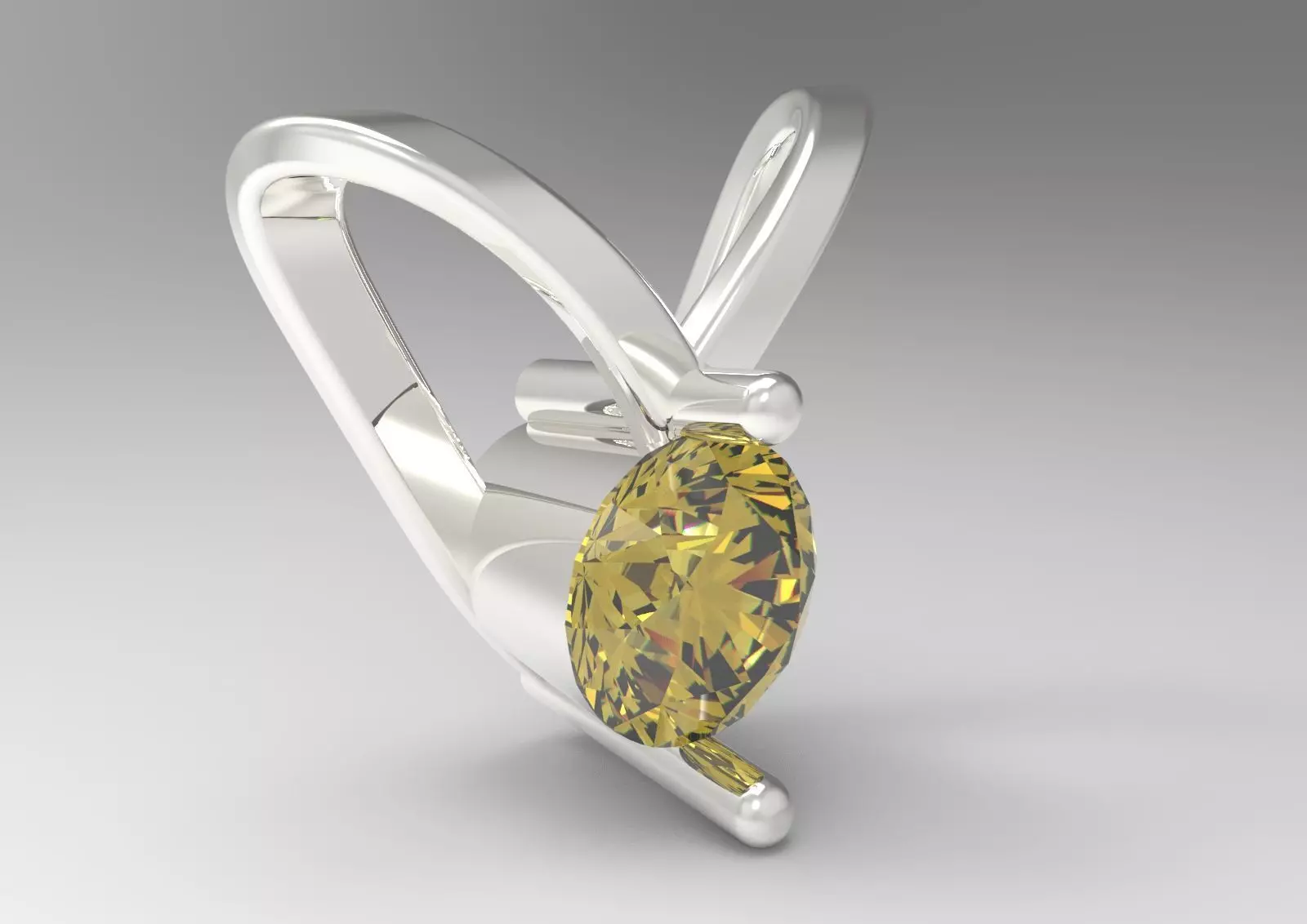 V Shape Yellow Gold and Diamond STL Pendant jp0028 3D print model_14