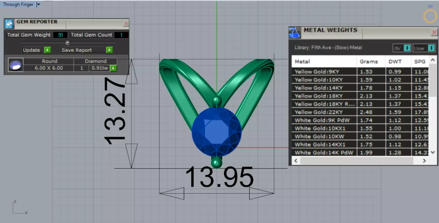 V Shape Yellow Gold and Diamond STL Pendant jp0028 3D print model_9