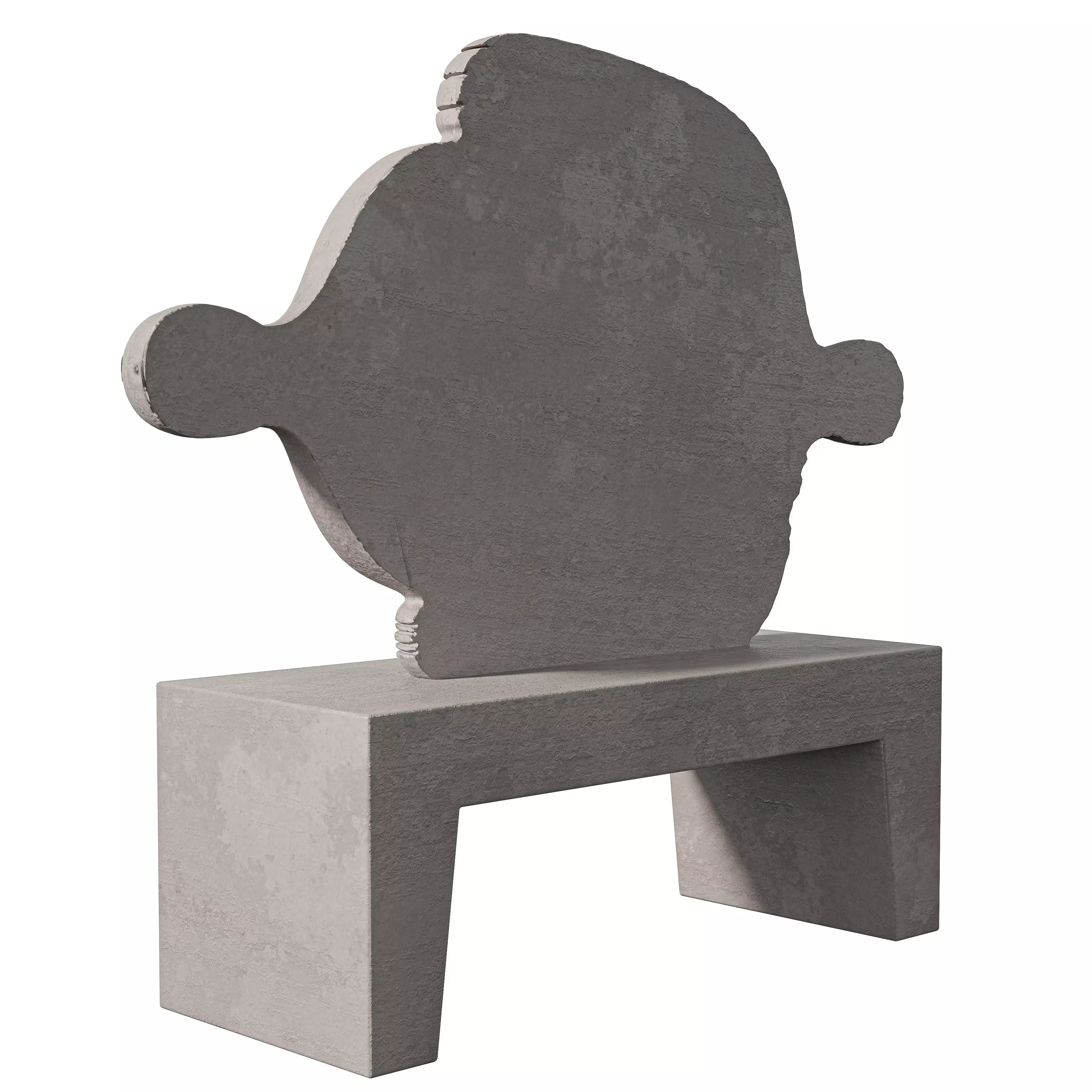 Concrete Historian Statue Low-poly 3D model_2