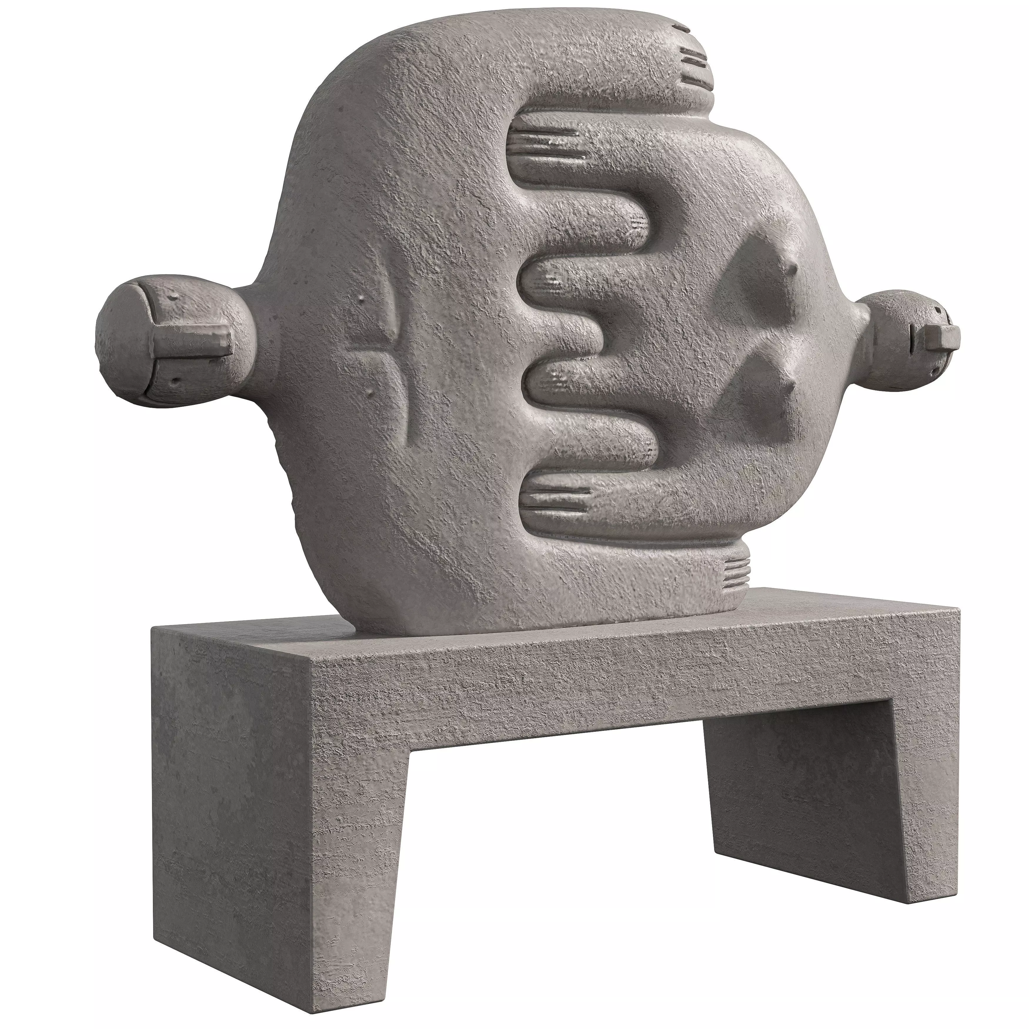 Concrete Historian Statue Low-poly 3D model_5