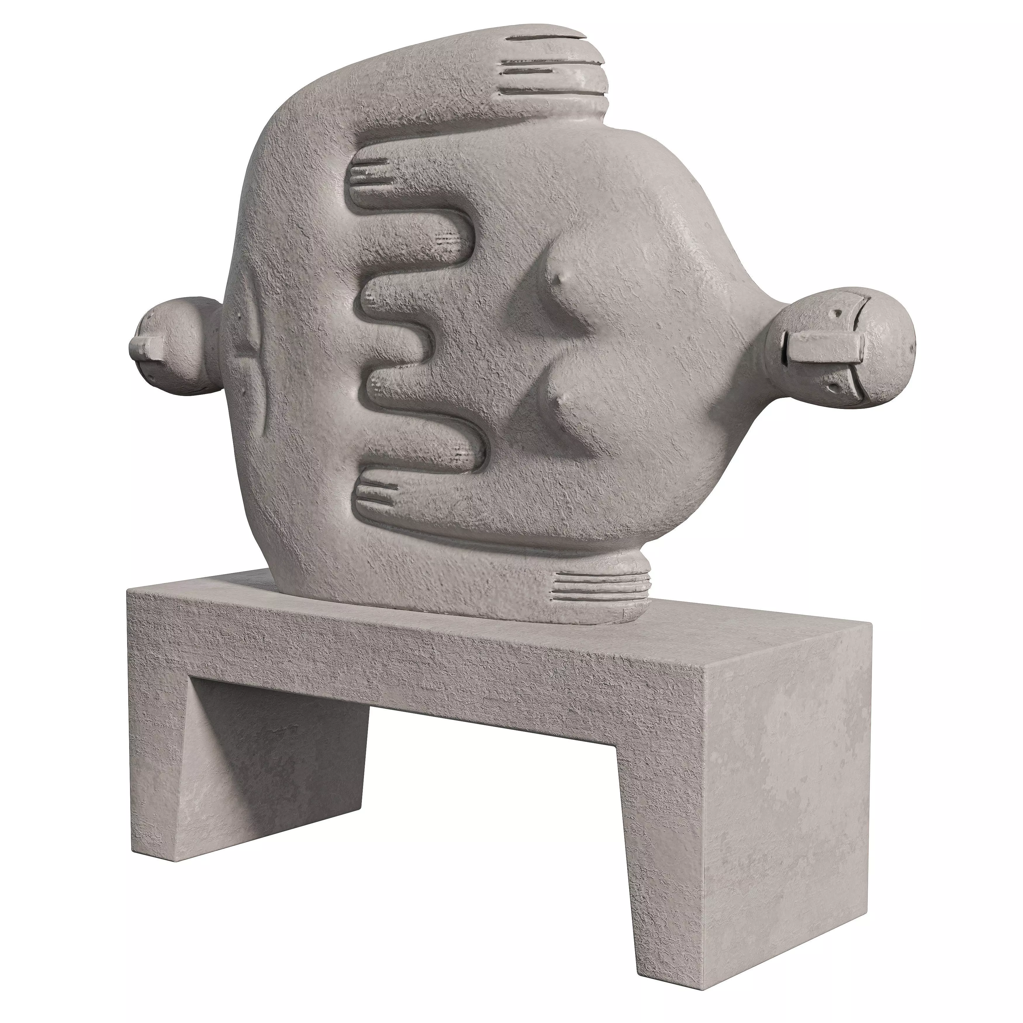 Concrete Historian Statue Low-poly 3D model_6