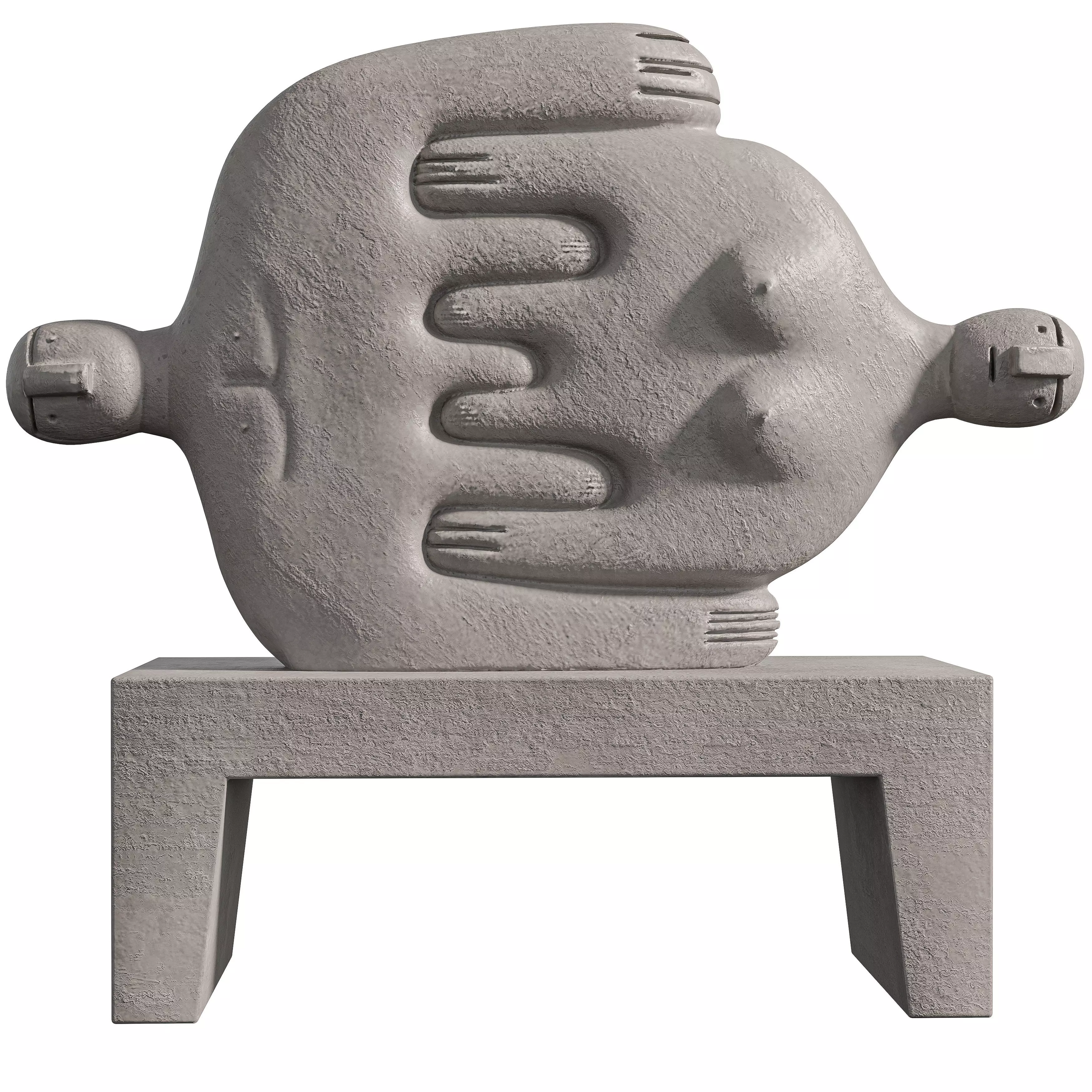 Concrete Historian Statue Low-poly 3D model_4