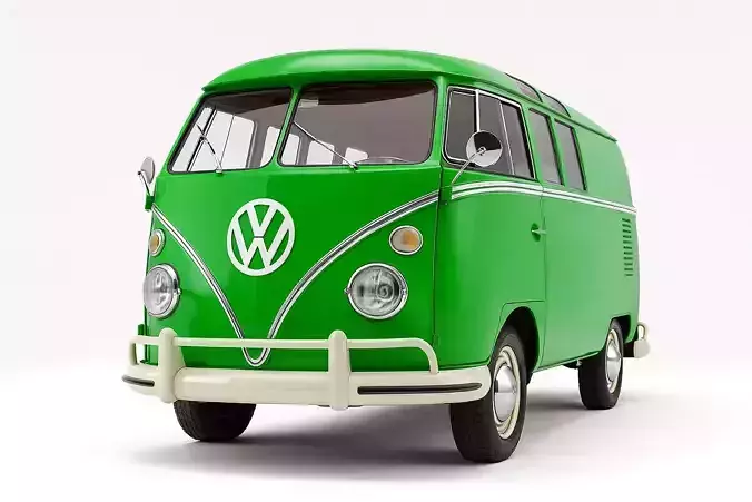 Classic VW Bus T2a 1967 Low-poly 3D model 3