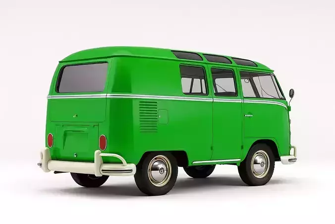 Classic VW Bus T2a 1967 Low-poly 3D model 2