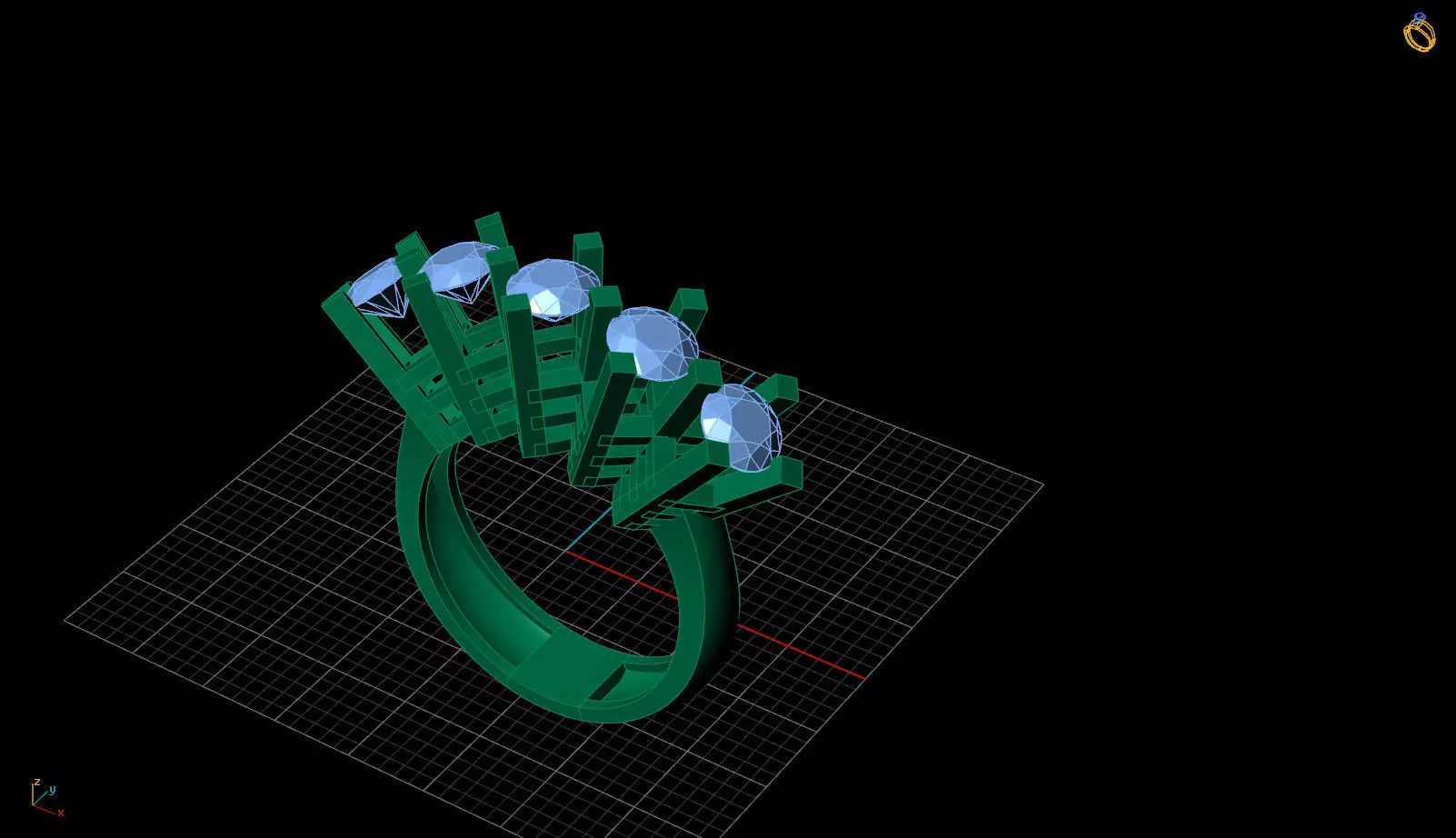5gems ring 3D print model_0