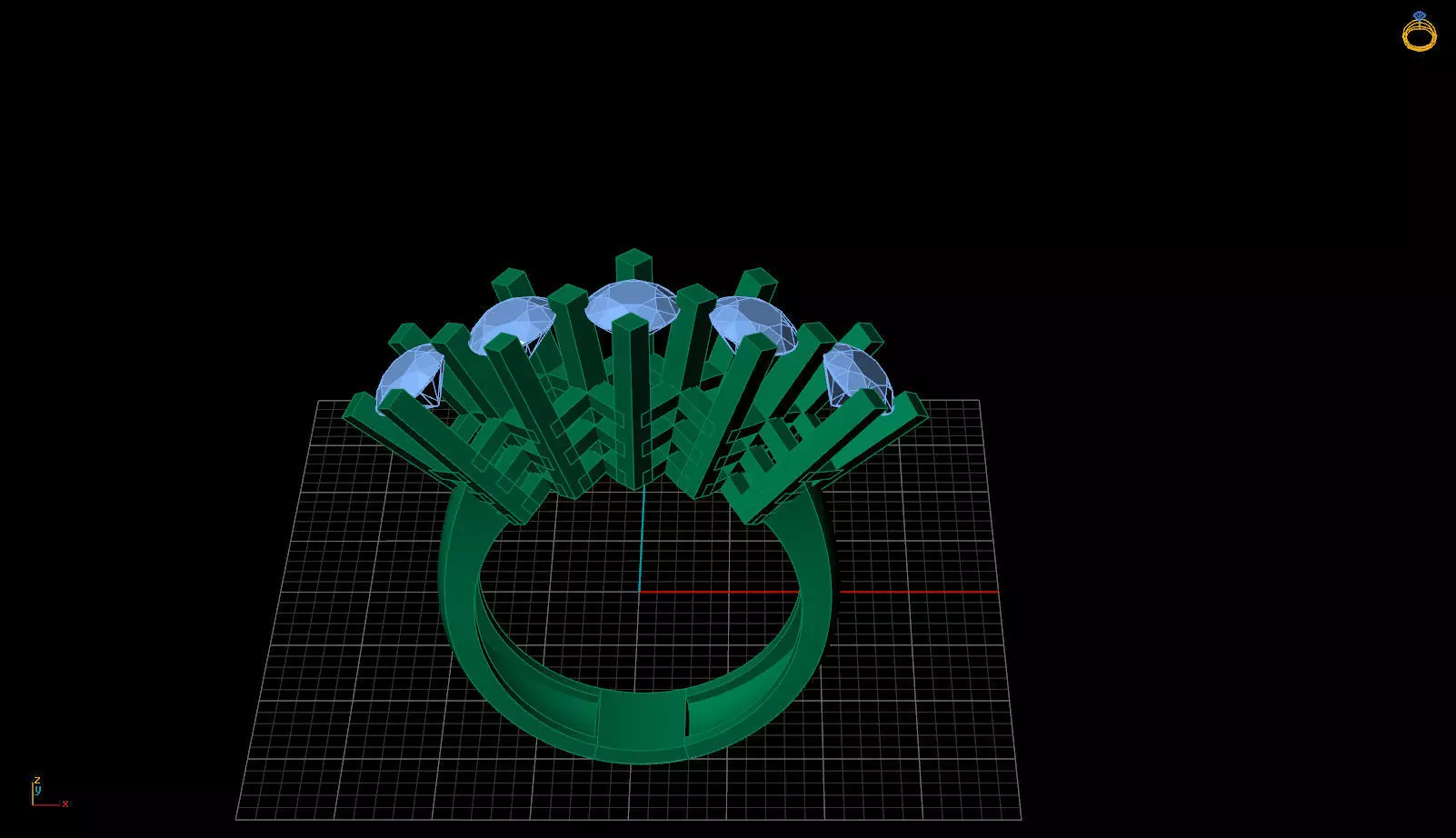5gems ring 3D print model_1
