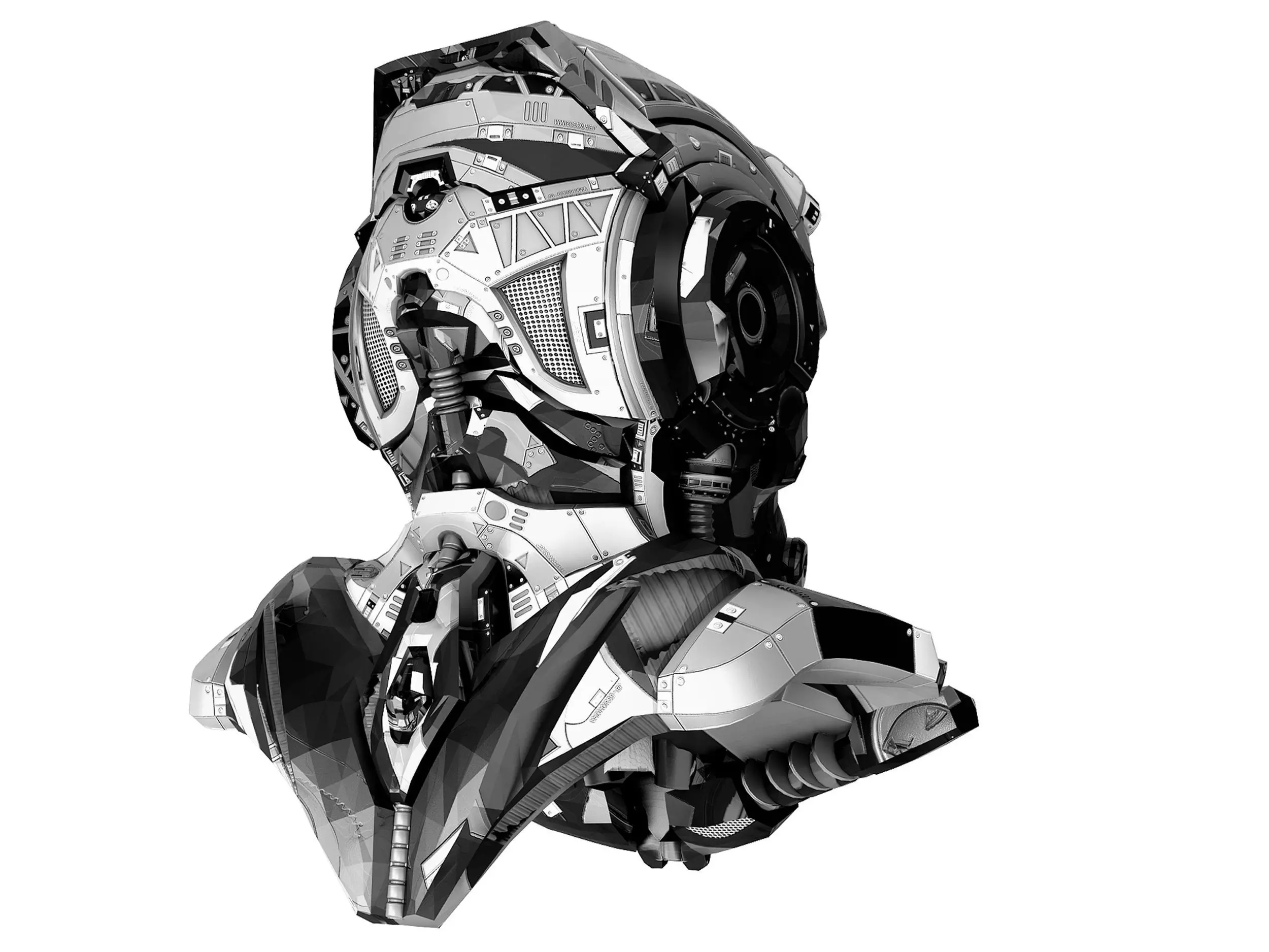 Helmet robot Low-poly 3D model_3