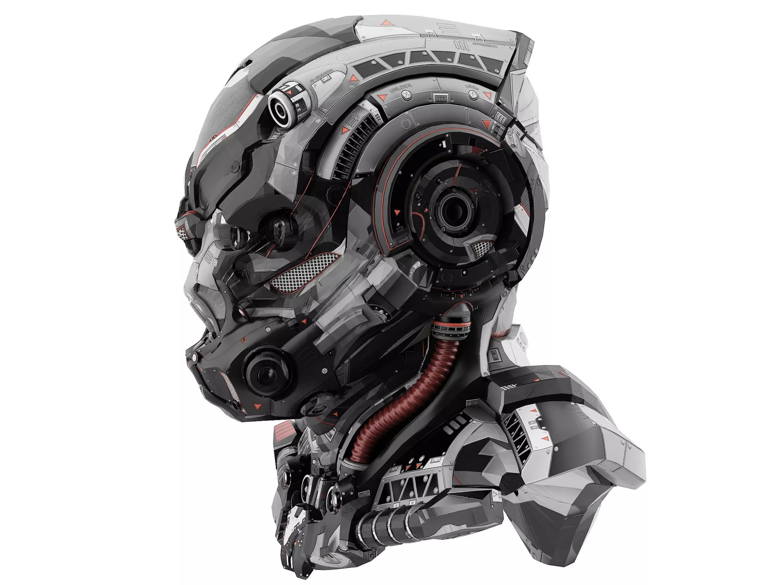 Helmet robot Low-poly 3D model_6