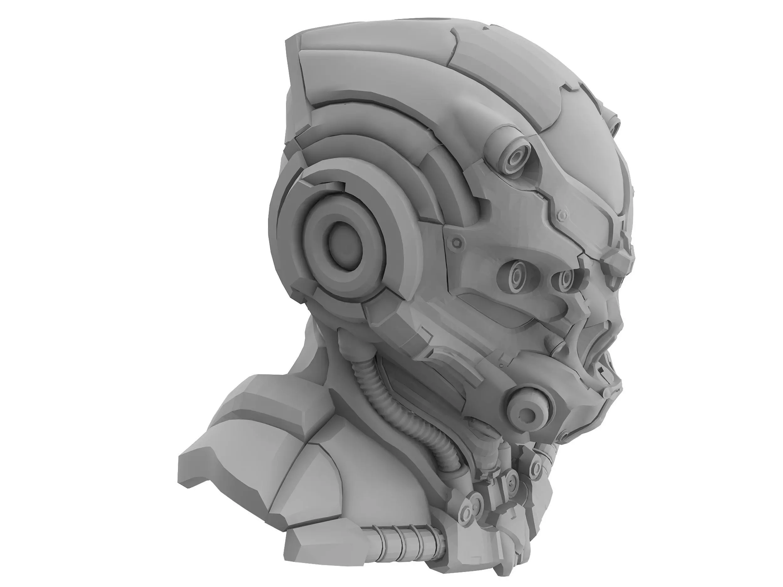 Helmet robot Low-poly 3D model_9