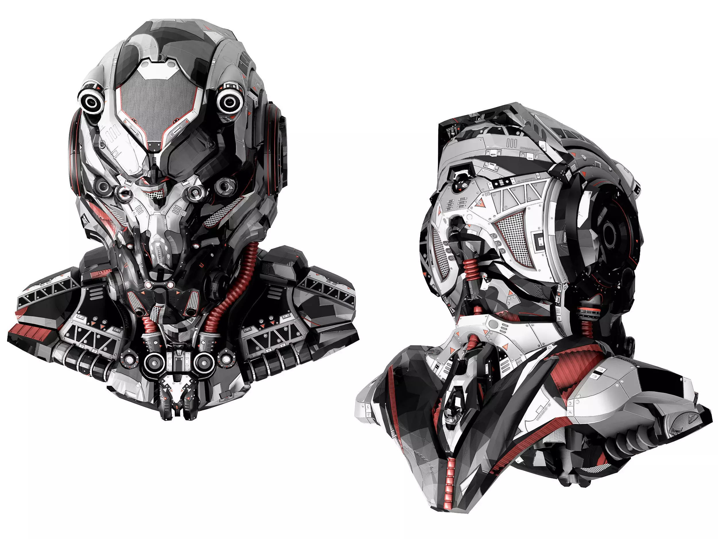 Helmet robot Low-poly 3D model_0