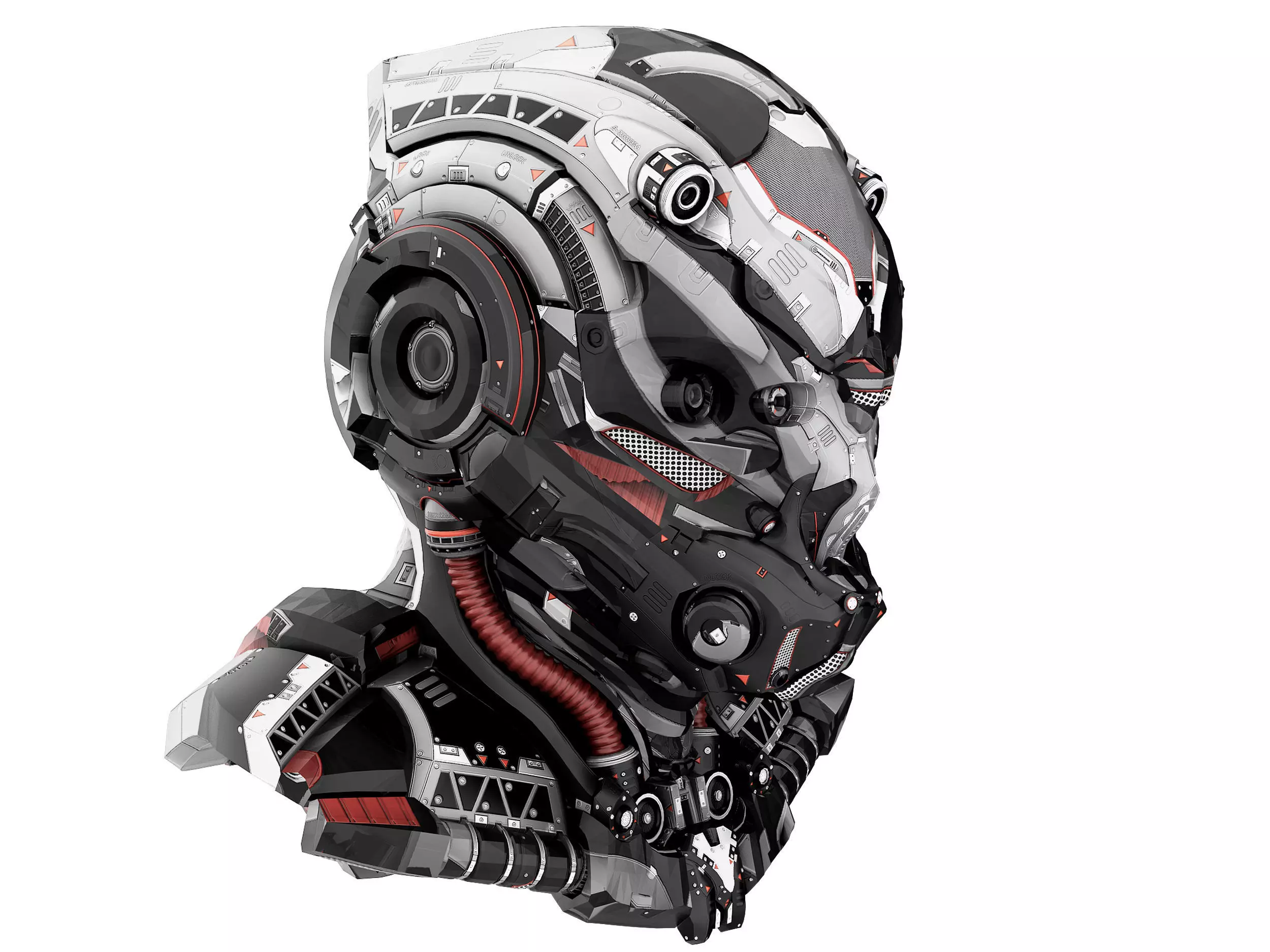 Helmet robot Low-poly 3D model_5