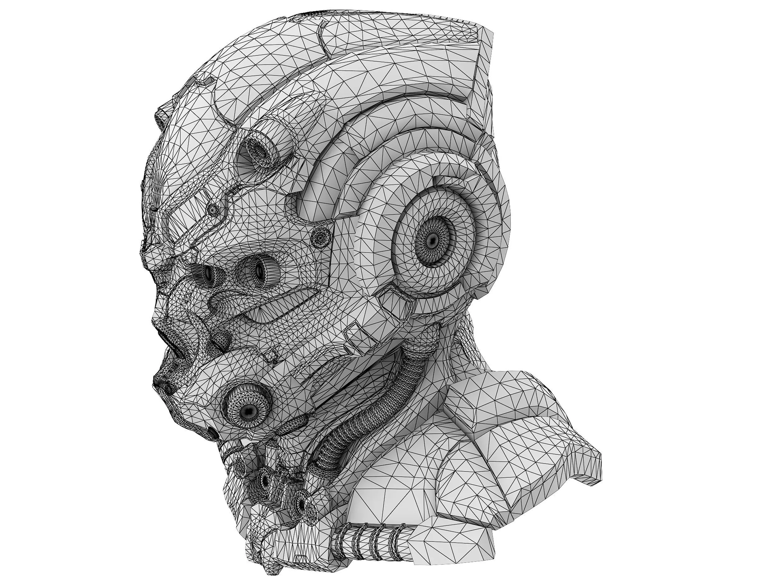 Helmet robot Low-poly 3D model_10