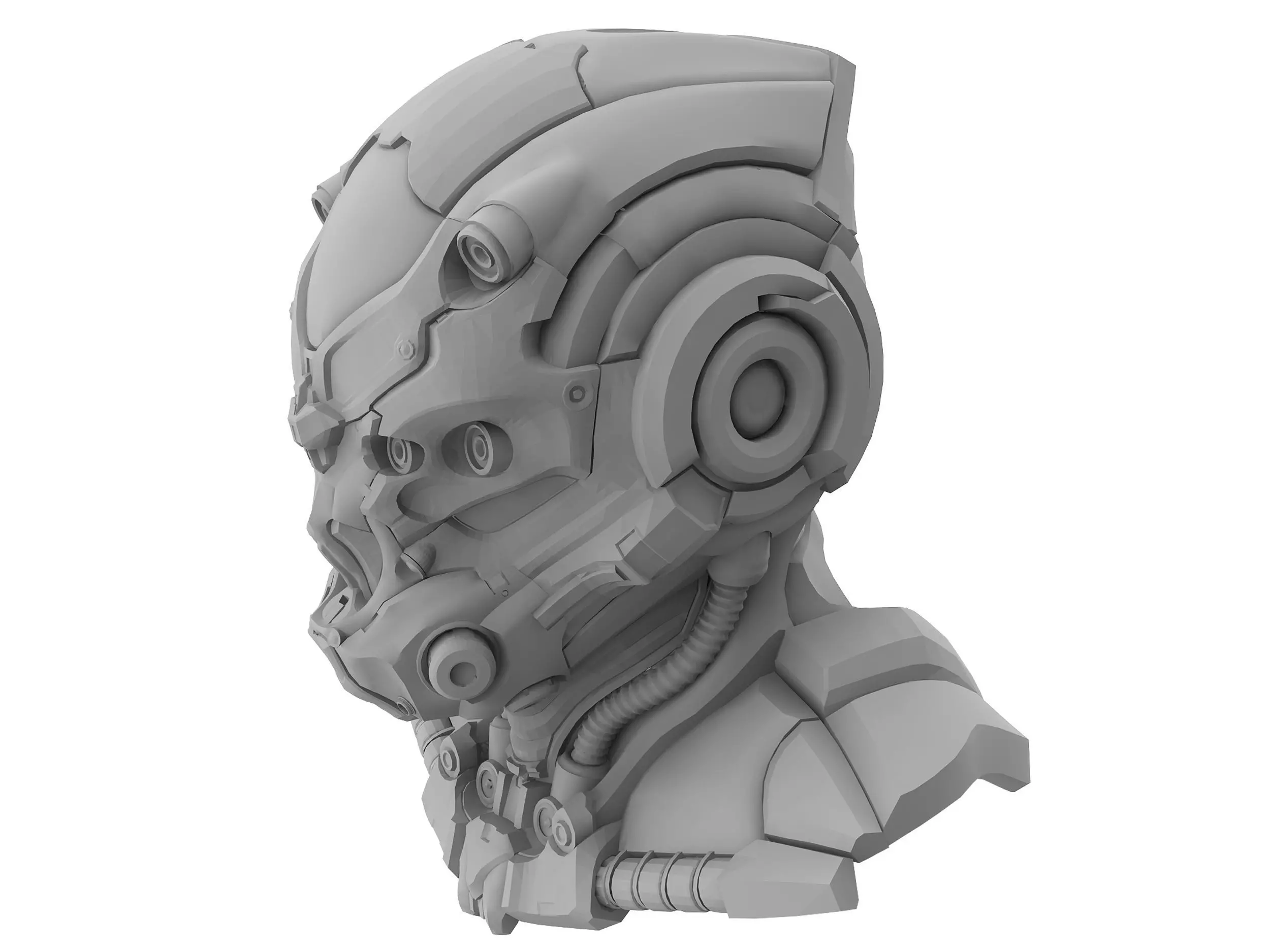 Helmet robot Low-poly 3D model_8