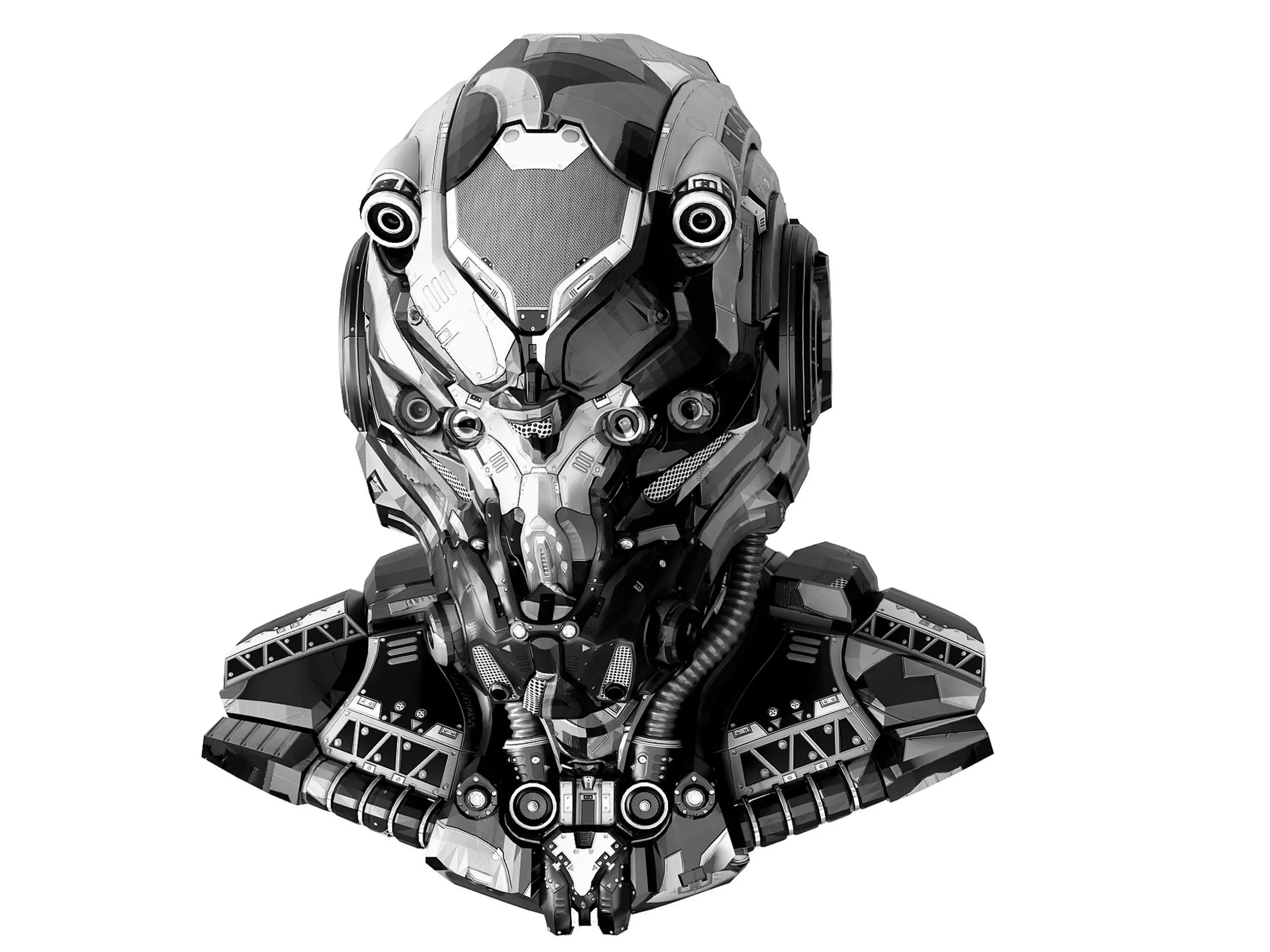 Helmet robot Low-poly 3D model_4