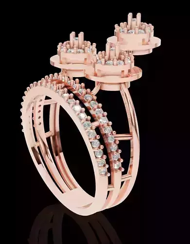 Elegant Triple Circle Diamond Ring