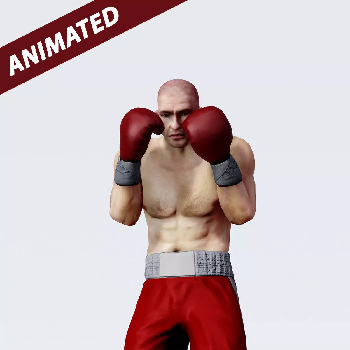 Boxer man in boxing shorts and boxing gloves Low-poly 3D model_0