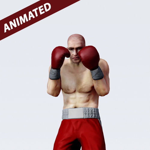 Boxer man in boxing shorts and boxing gloves Low-poly 3D model