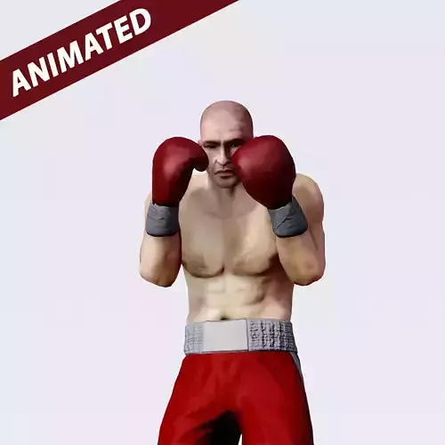 Boxer man in boxing shorts and boxing gloves Low-poly 3D model