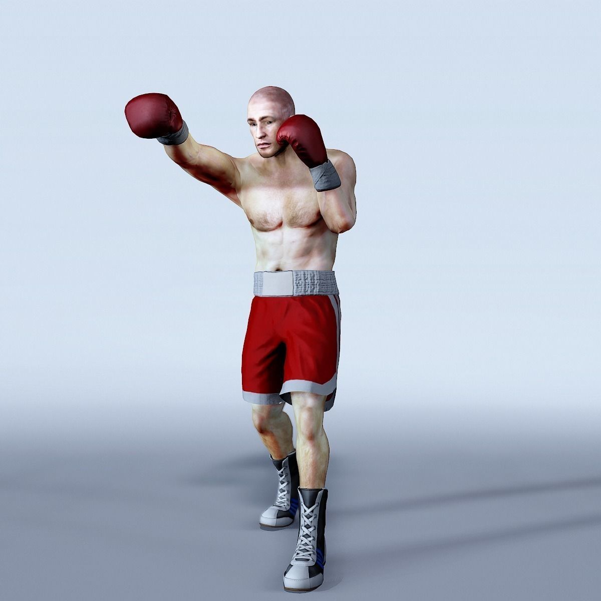 Boxer man in boxing shorts and boxing gloves Low-poly 3D model_2