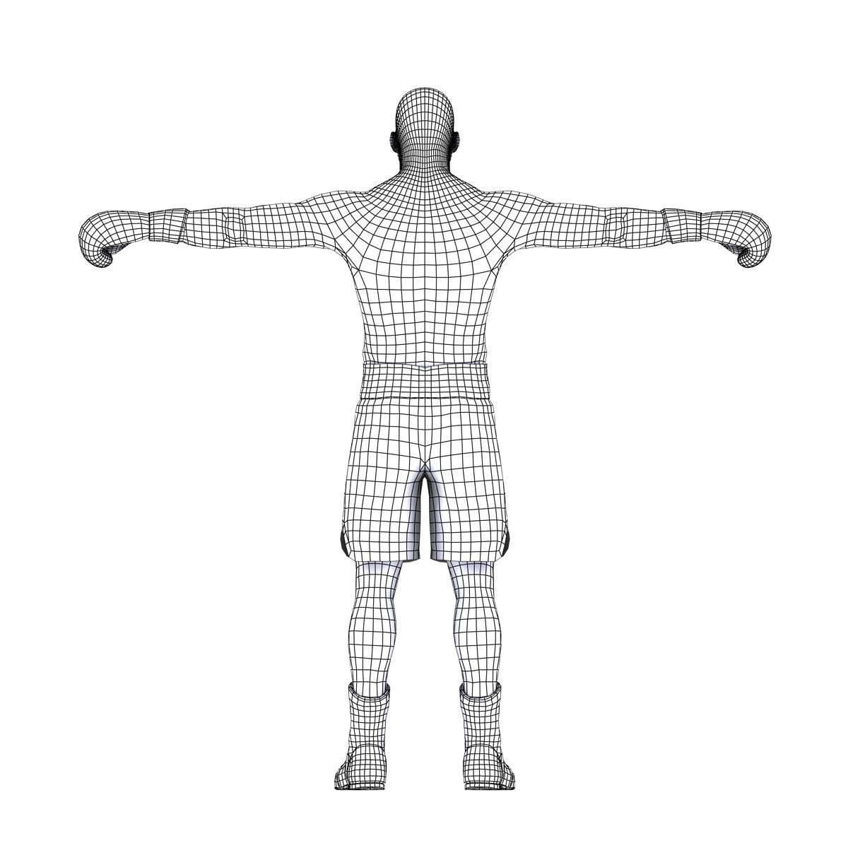 Boxer man in boxing shorts and boxing gloves Low-poly 3D model_16