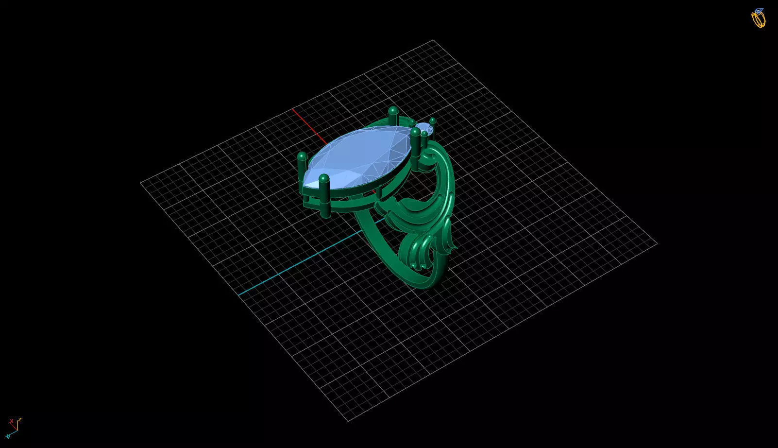 marquise ring 3D print model_1
