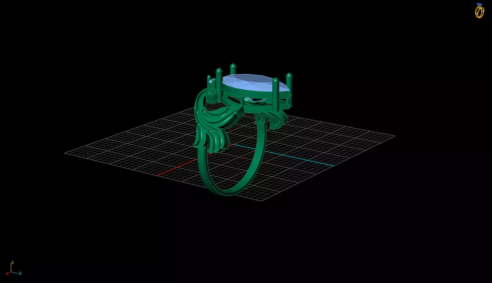 marquise ring 3D print model_2