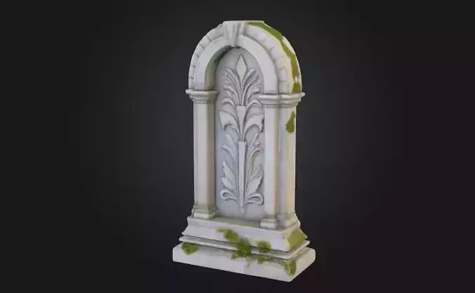 Ancient Stone Pedestal with Floral Relief 3D print model