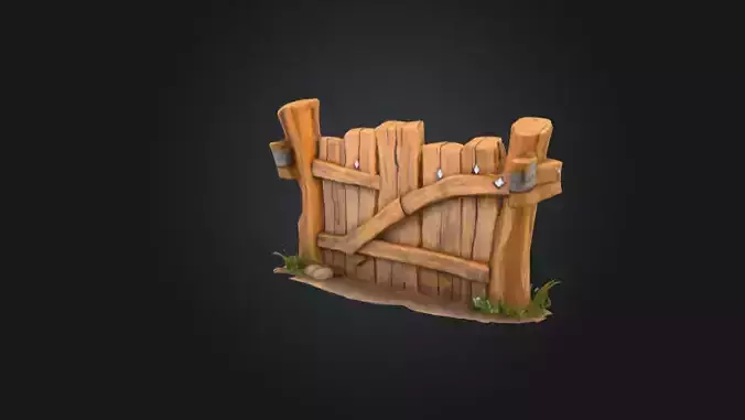 rustic fence cartoon style 3D print model