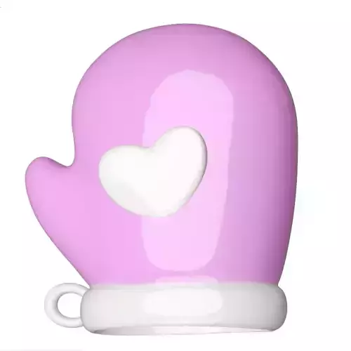 Cute Pink Oven Glove 3D Model with Heart Design