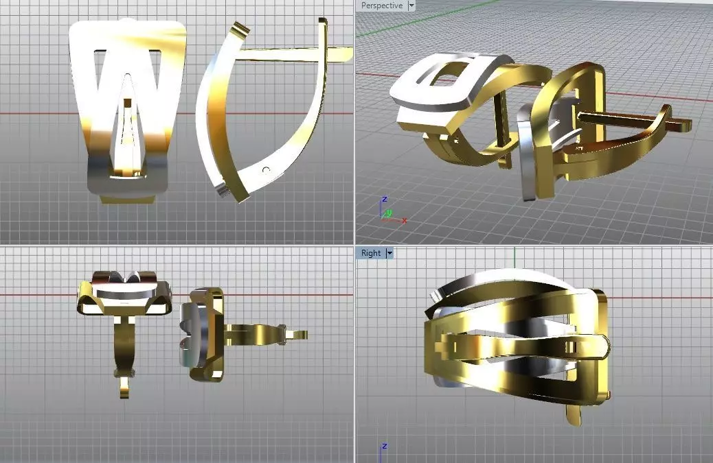 Earring design for 3D printing in gold or silver 3D print model_4