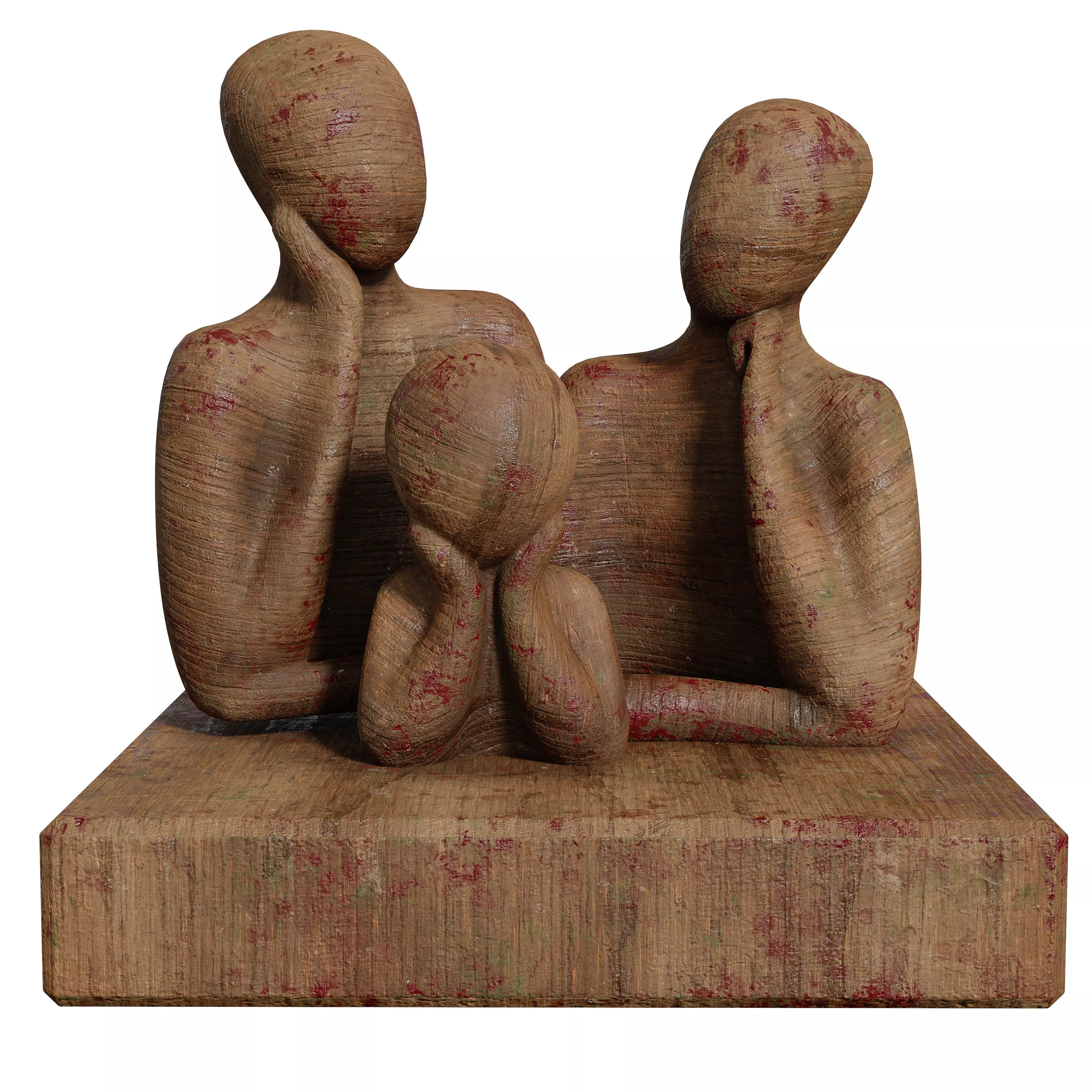 Old Paint Dirt wooden Sculpture Low-poly 3D model_3