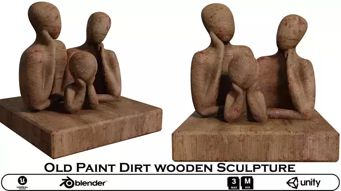 Old Paint Dirt wooden Sculpture