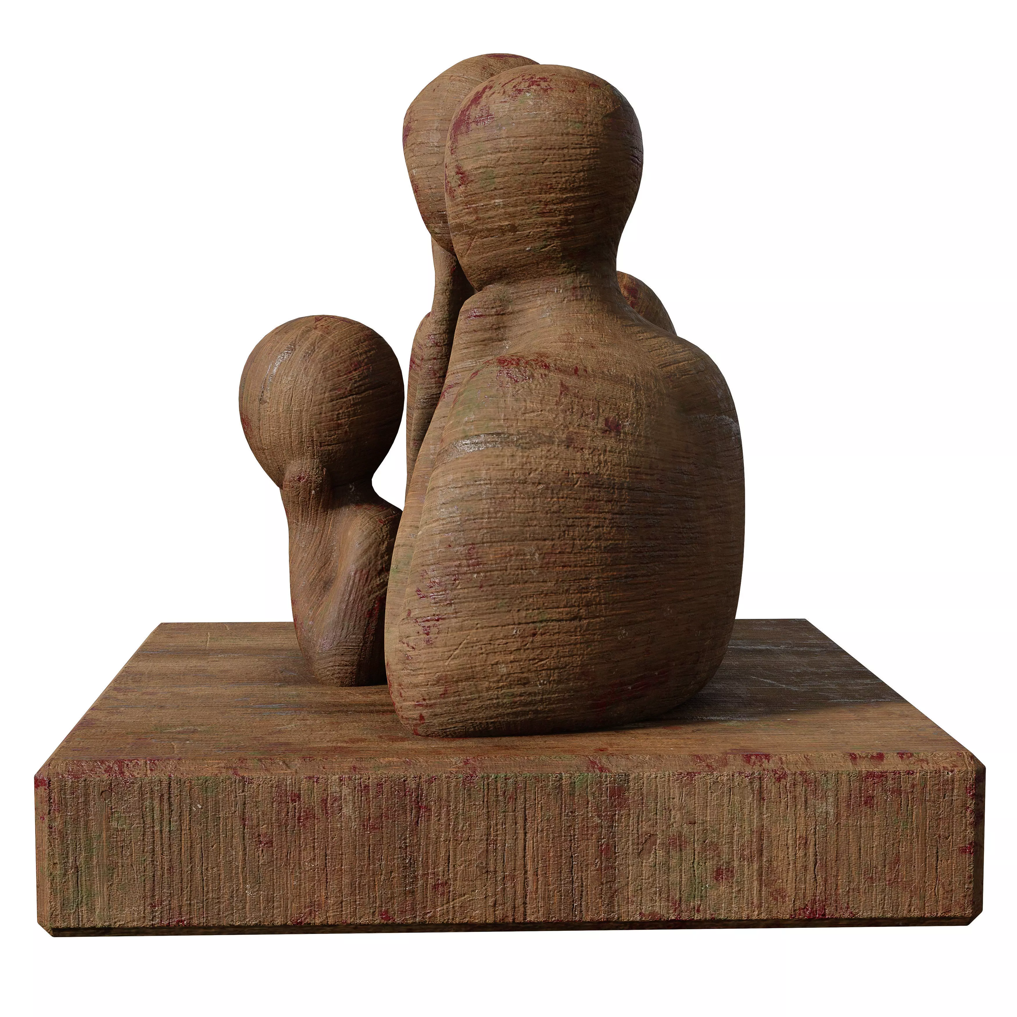 Old Paint Dirt wooden Sculpture Low-poly 3D model_5