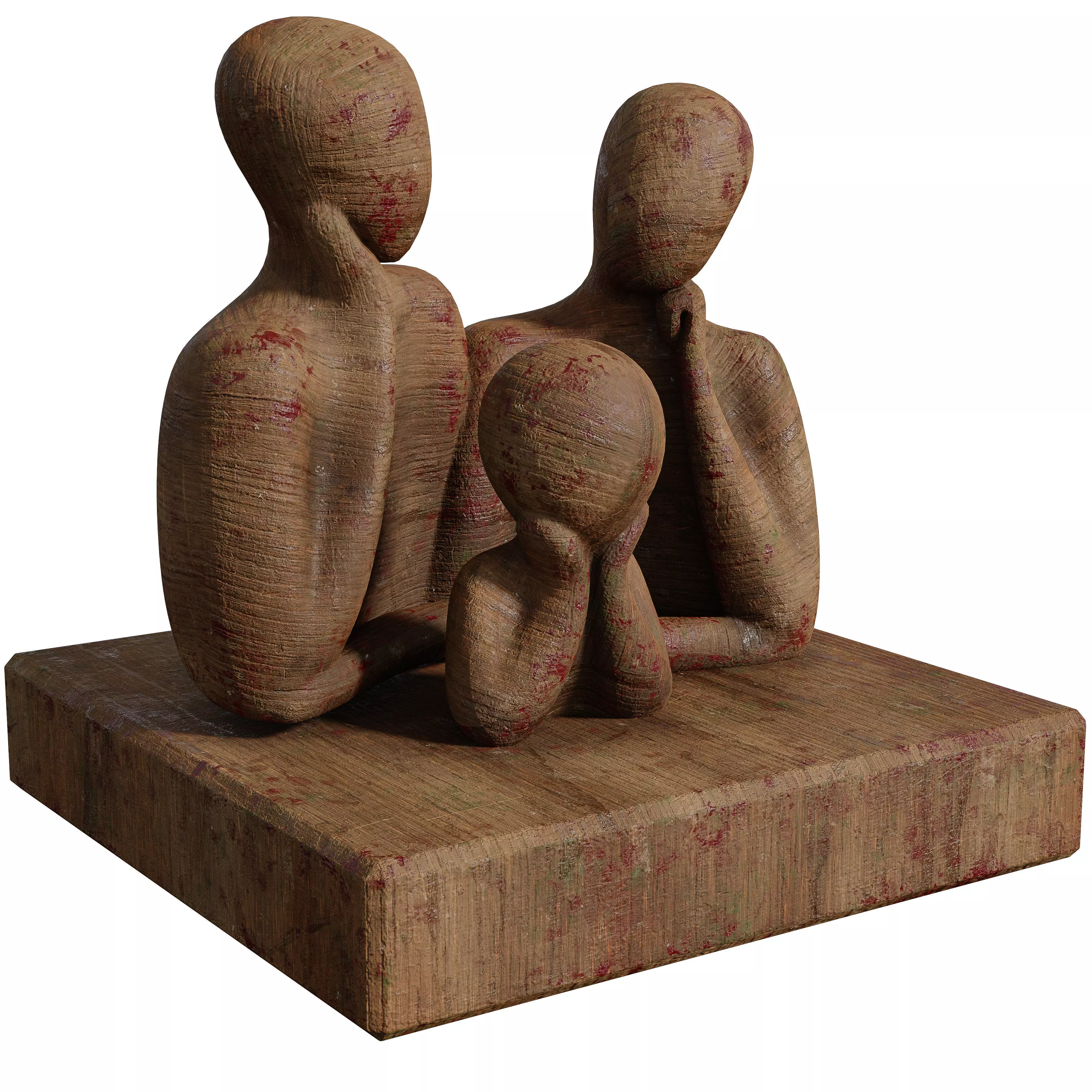 Old Paint Dirt wooden Sculpture Low-poly 3D model_2