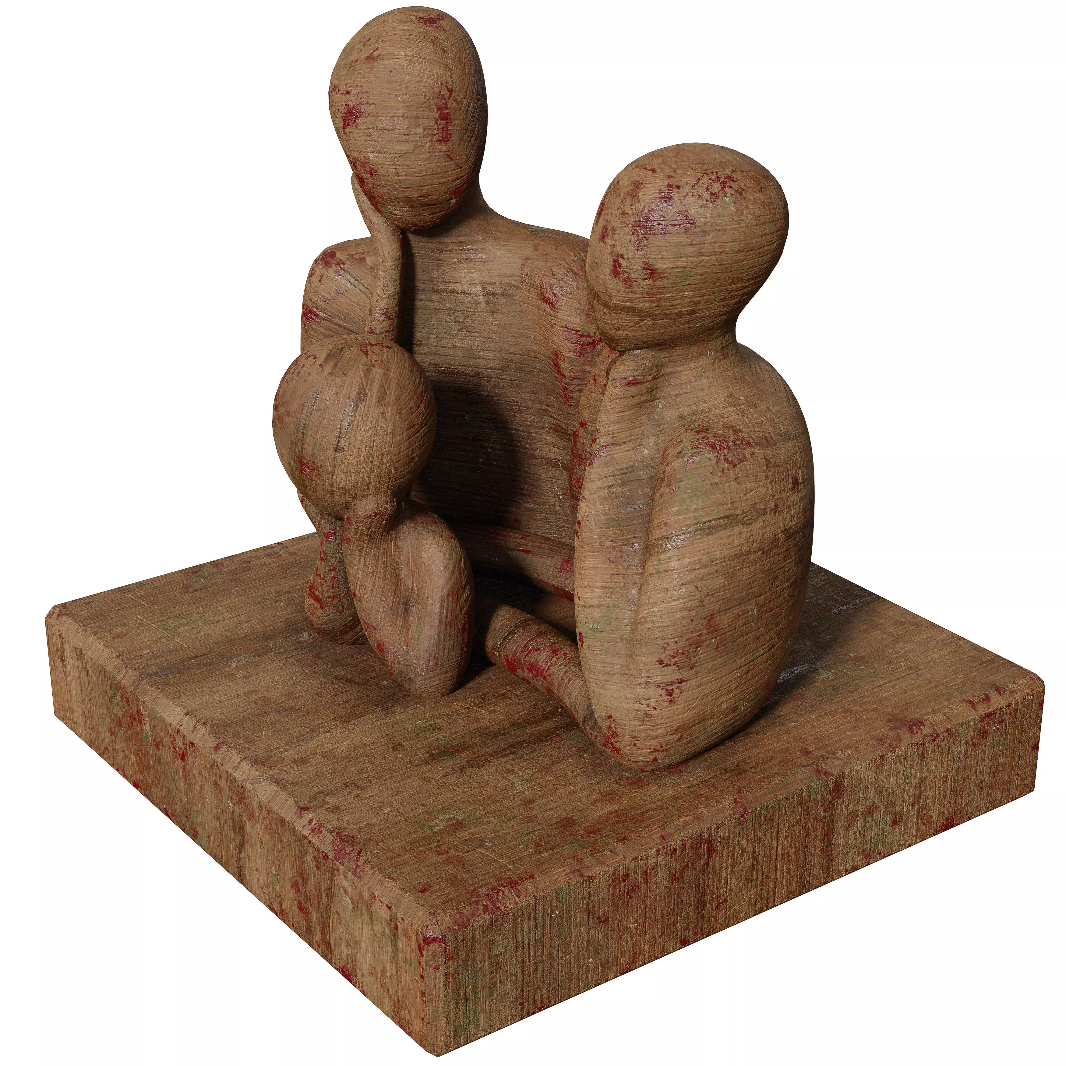 Old Paint Dirt wooden Sculpture Low-poly 3D model_4