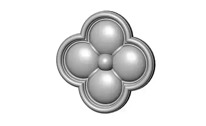 Carved gothic clover rosette applique relief 3D print model