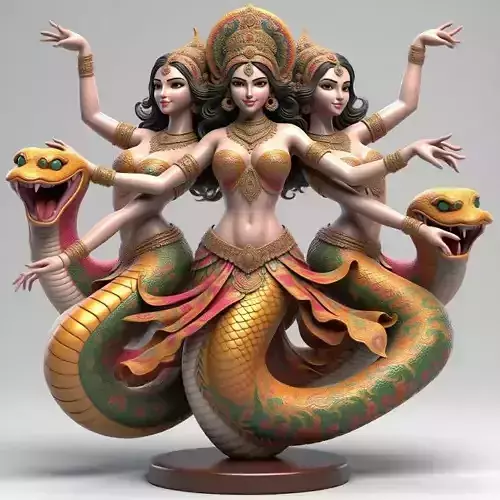 1852  Indian Serpent Woman Dancer on Pedestal