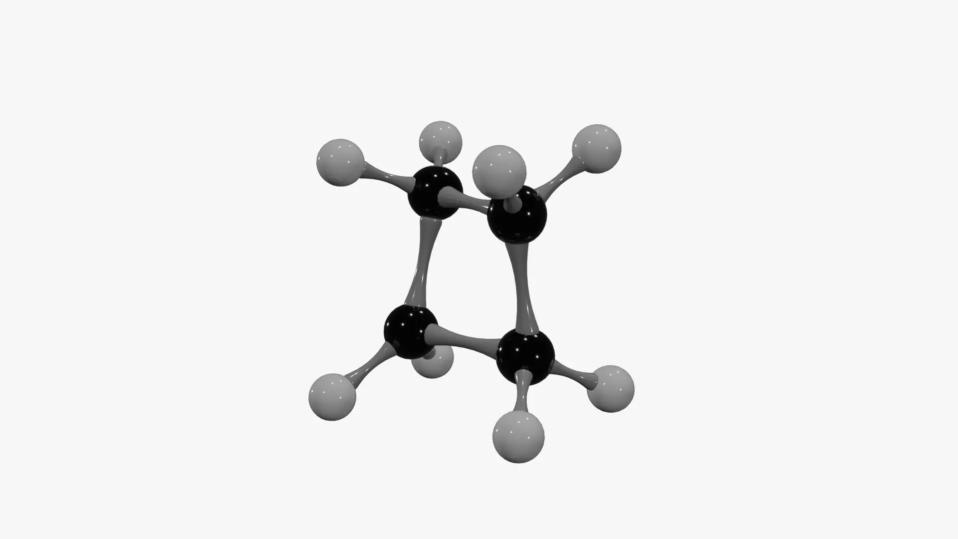 Cyclobutane Molecule Low-poly 3D model_2