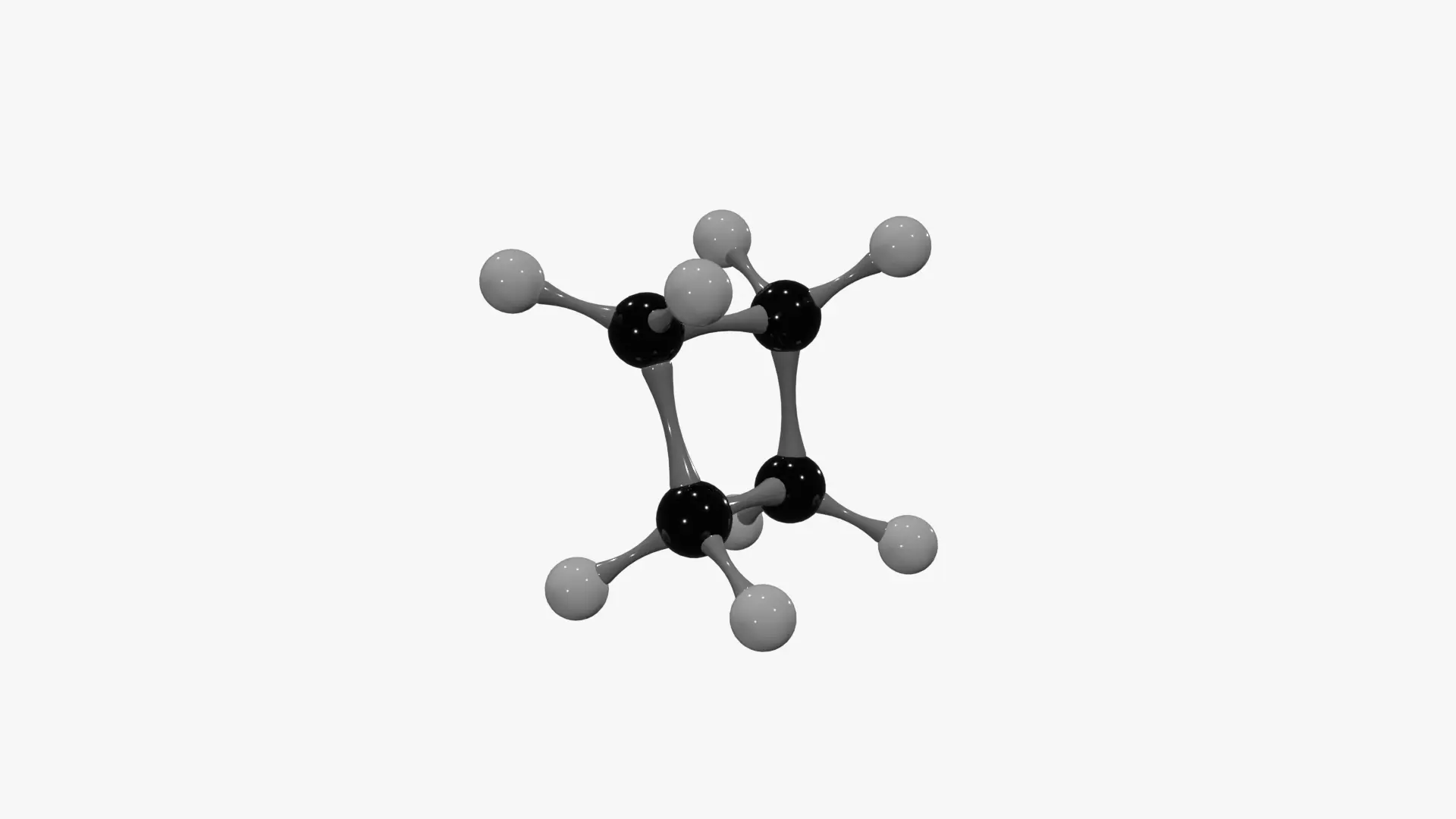 Cyclobutane Molecule Low-poly 3D model_3