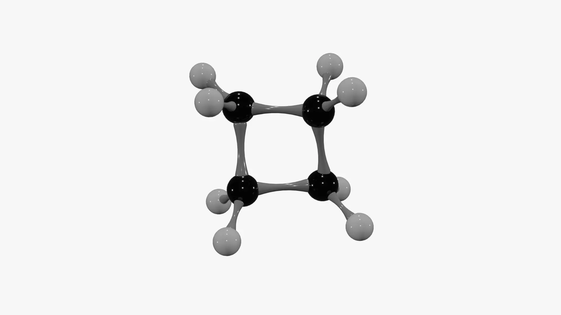 Cyclobutane Molecule Low-poly 3D model_1
