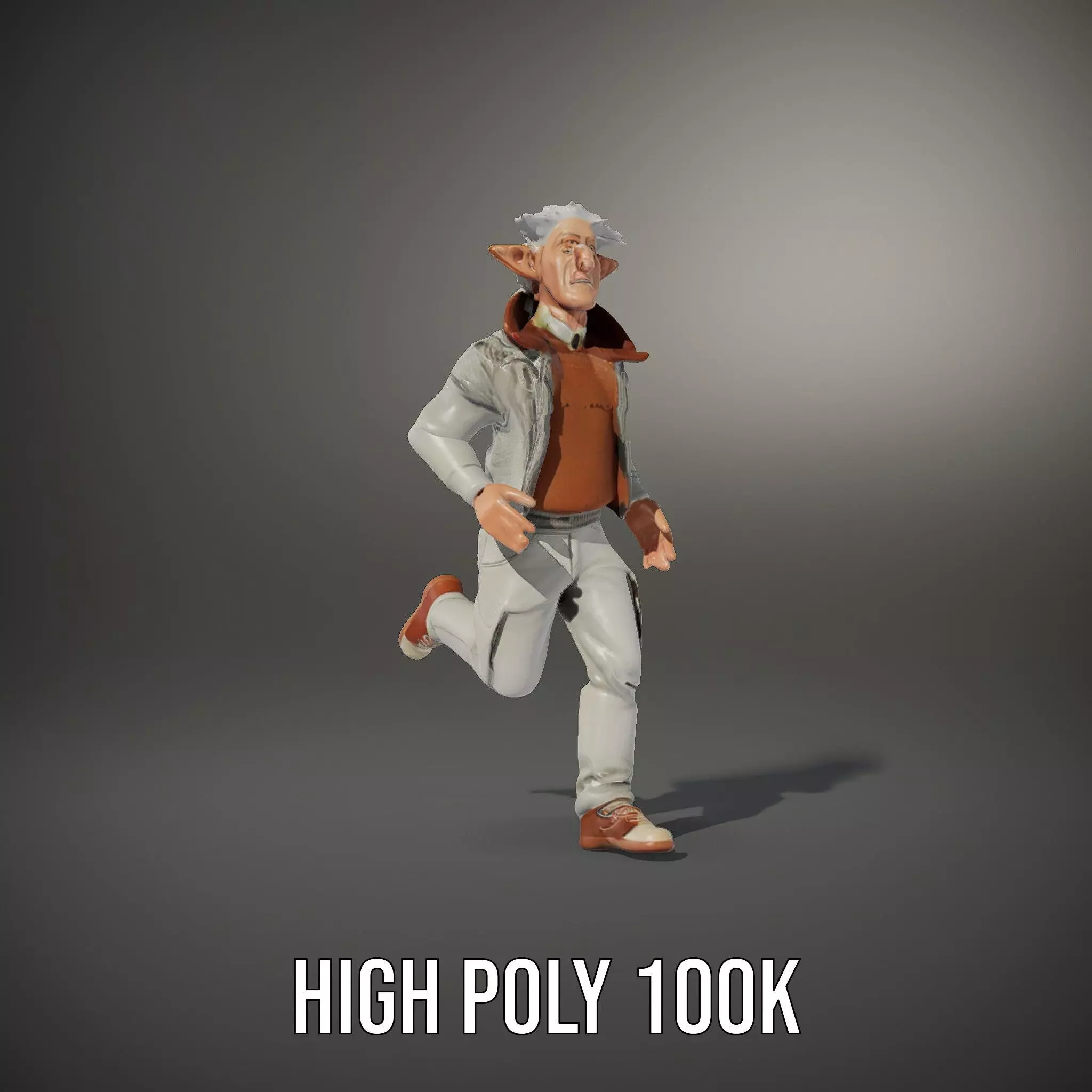 Elderly Elf Character Wearing Casual Jacket Model Pack Low-poly 3D model_34