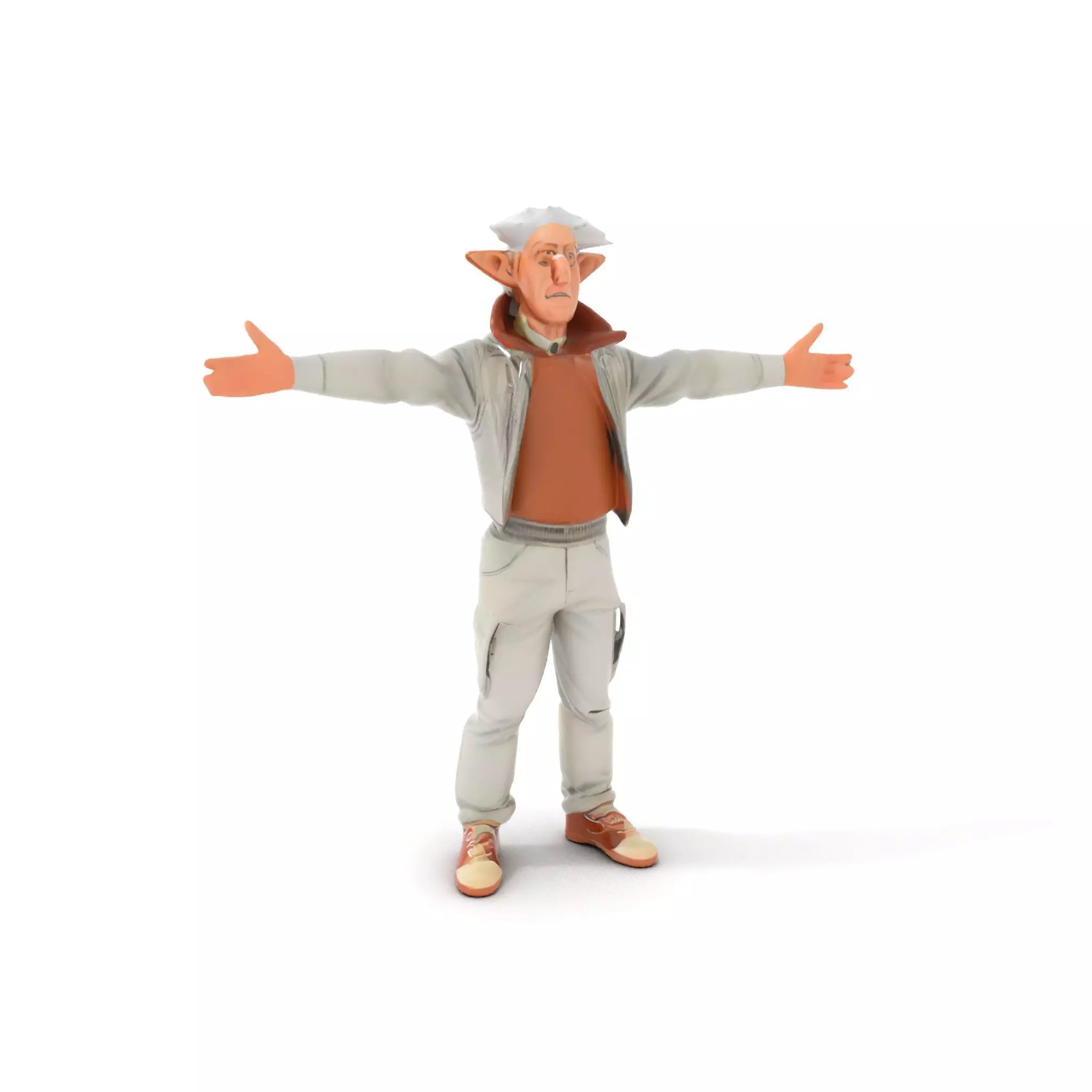 Elderly Elf Character Wearing Casual Jacket Model Pack Low-poly 3D model_14