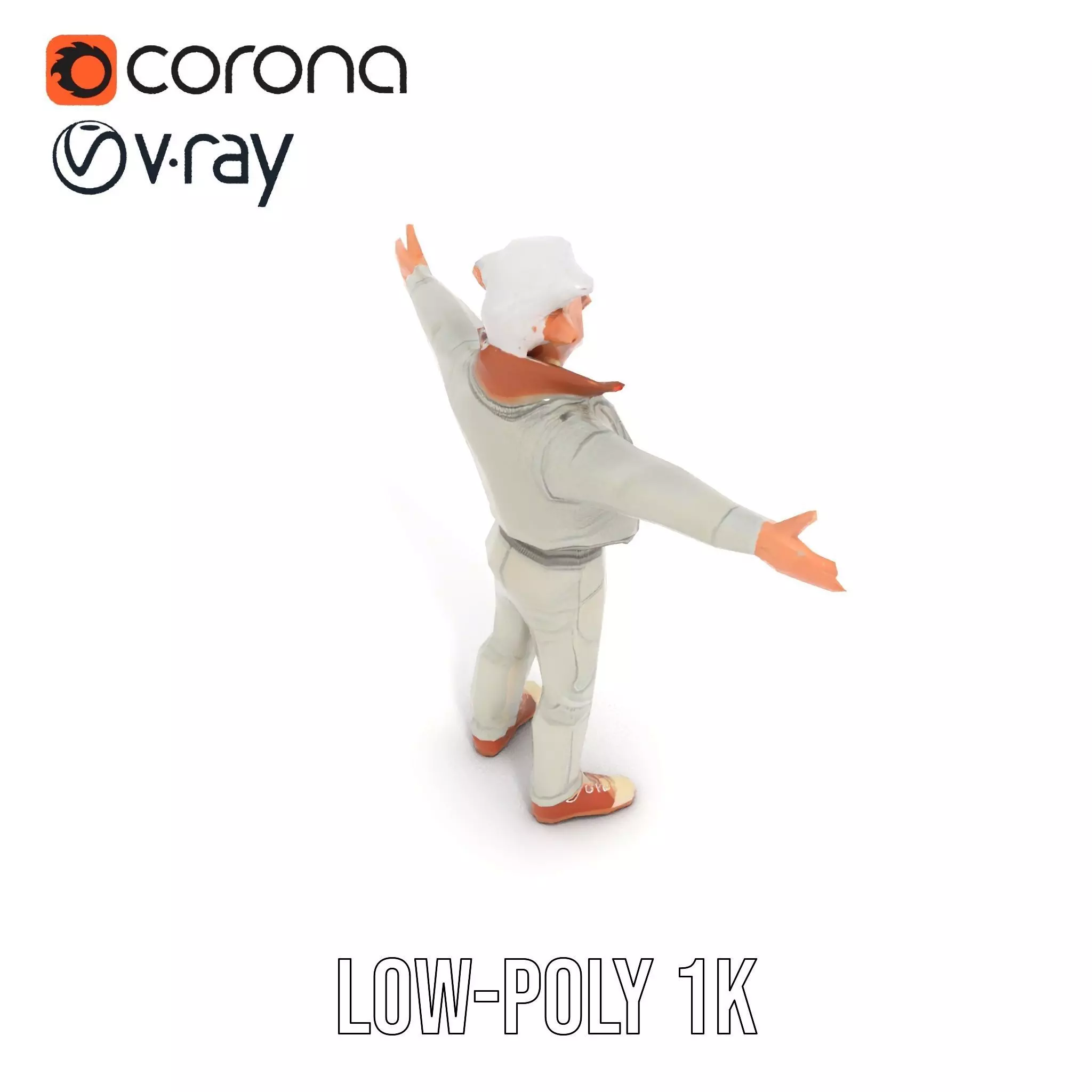 Elderly Elf Character Wearing Casual Jacket Model Pack Low-poly 3D model_15