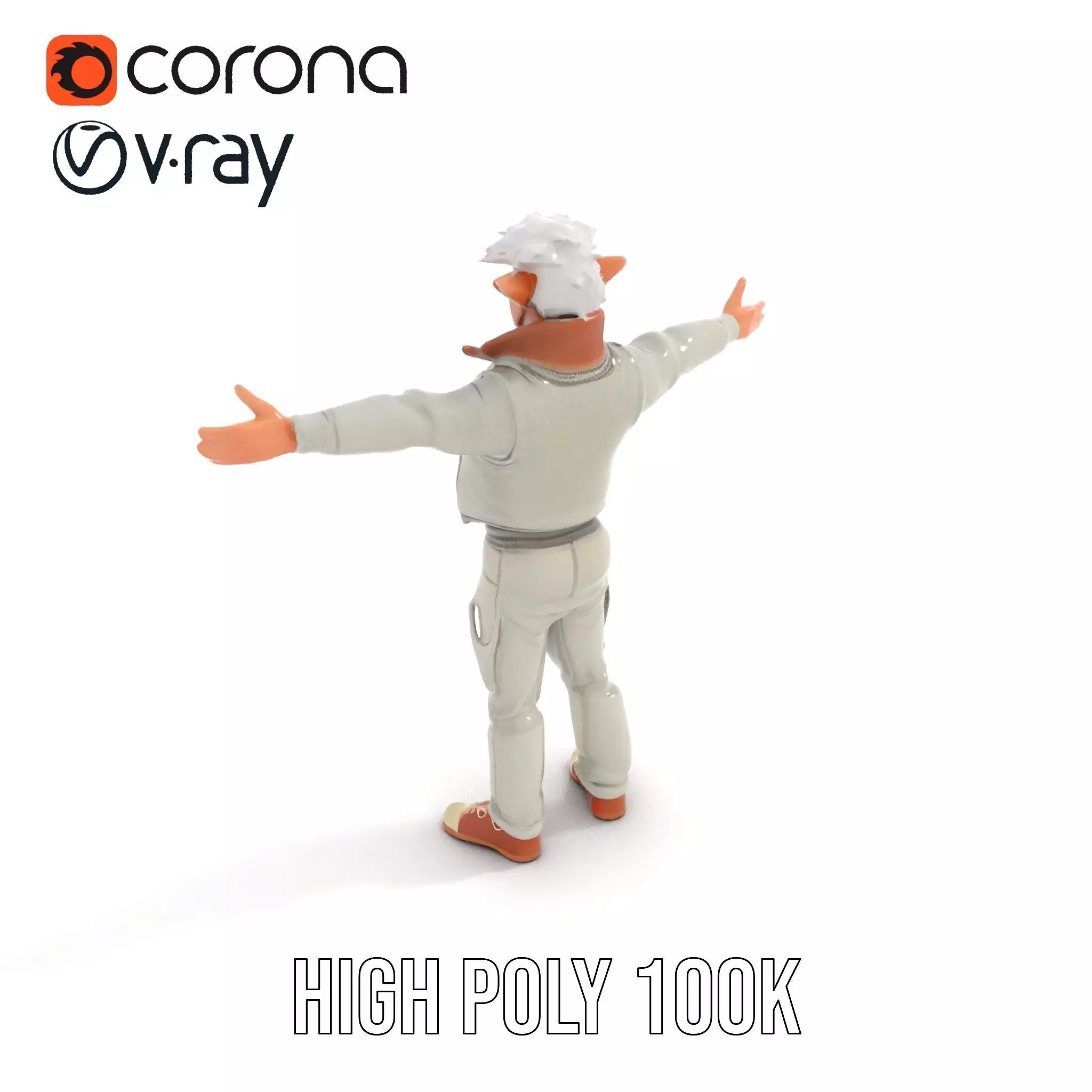 Elderly Elf Character Wearing Casual Jacket Model Pack Low-poly 3D model_10