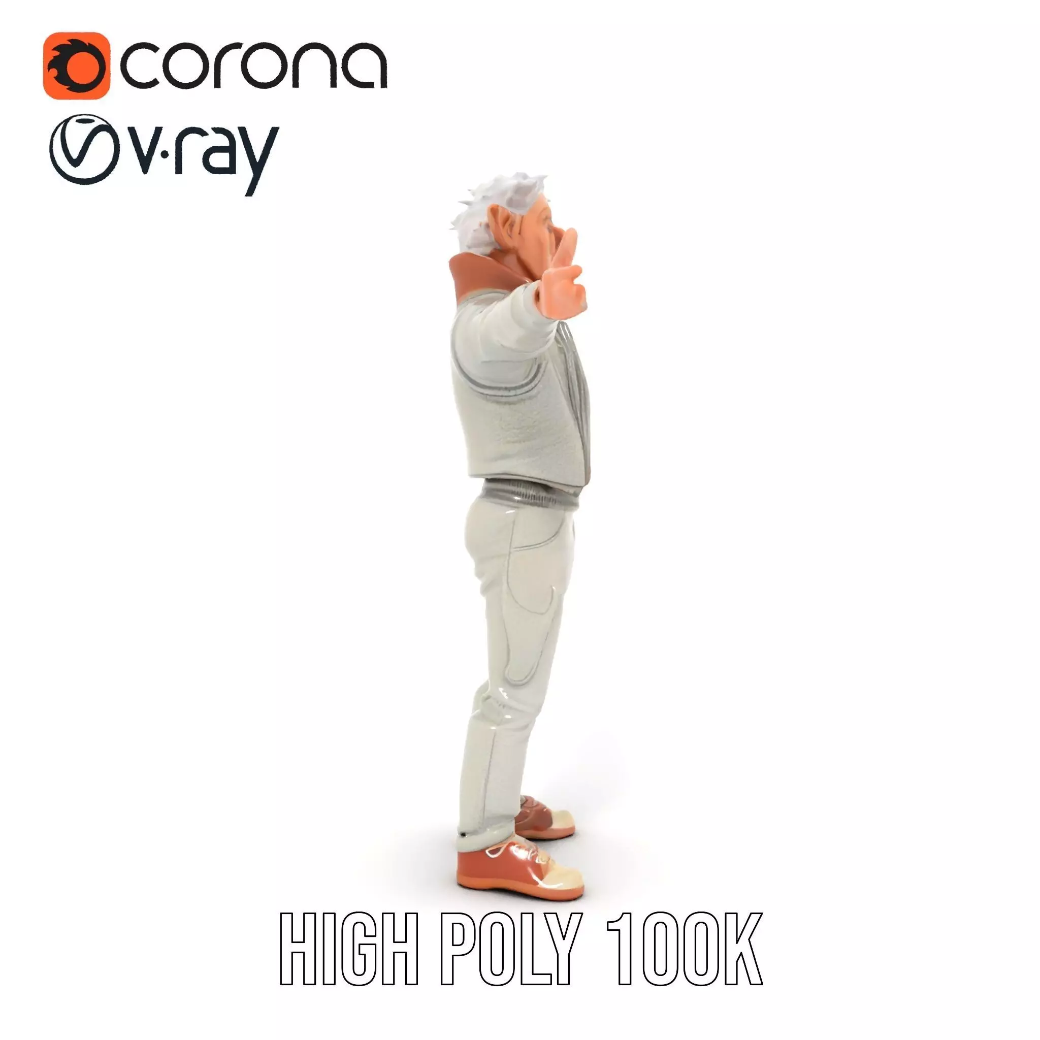 Elderly Elf Character Wearing Casual Jacket Model Pack Low-poly 3D model_16