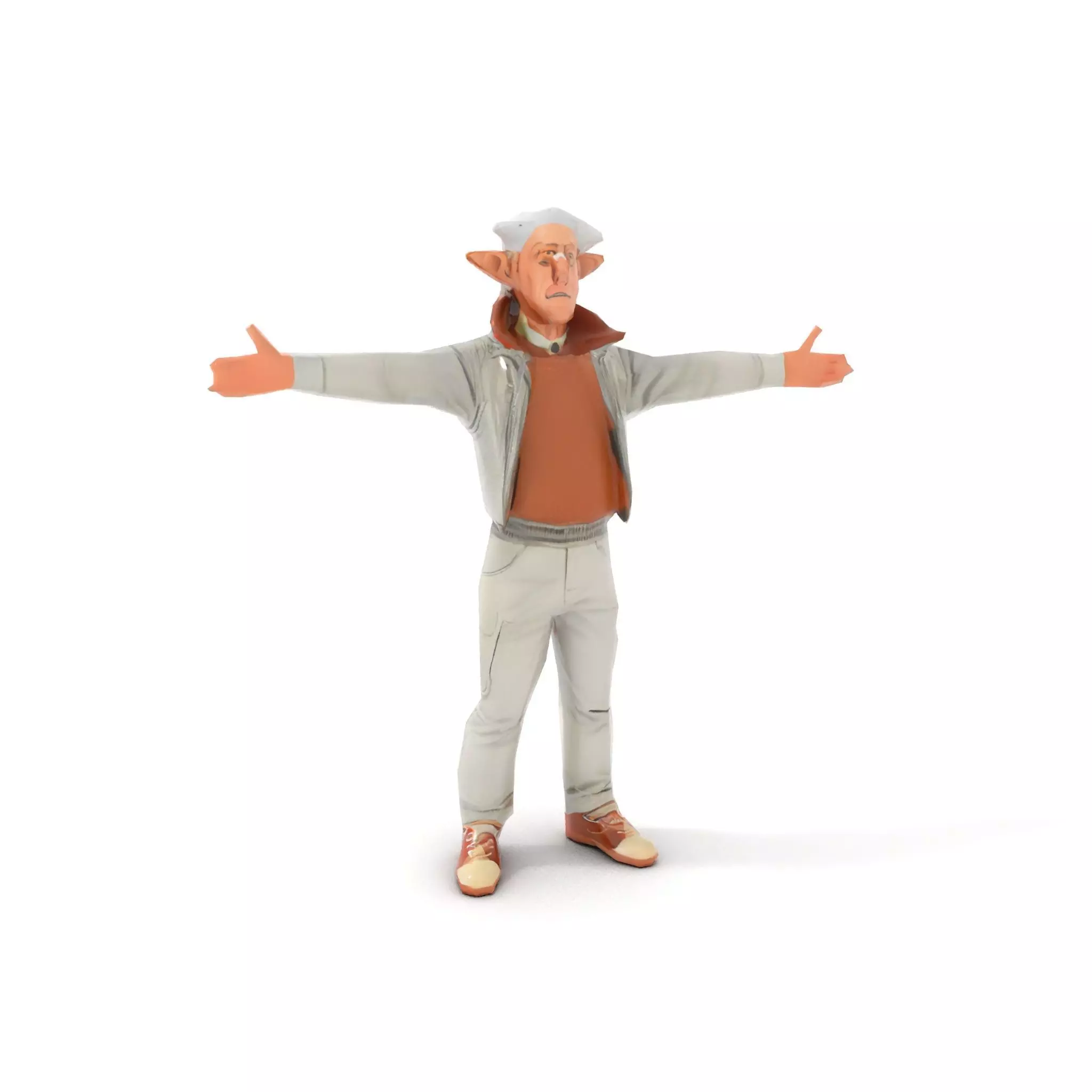 Elderly Elf Character Wearing Casual Jacket Model Pack Low-poly 3D model_8