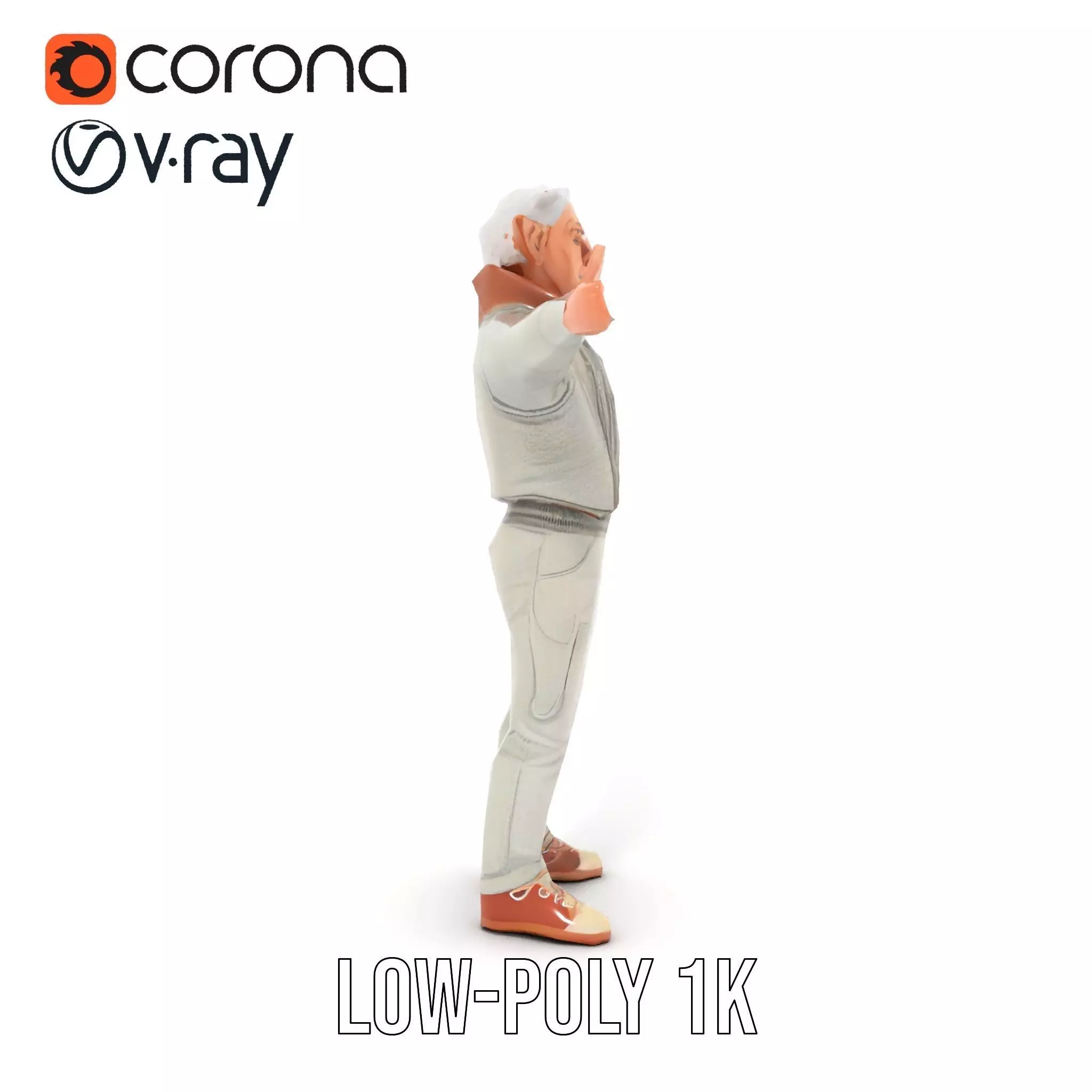 Elderly Elf Character Wearing Casual Jacket Model Pack Low-poly 3D model_12