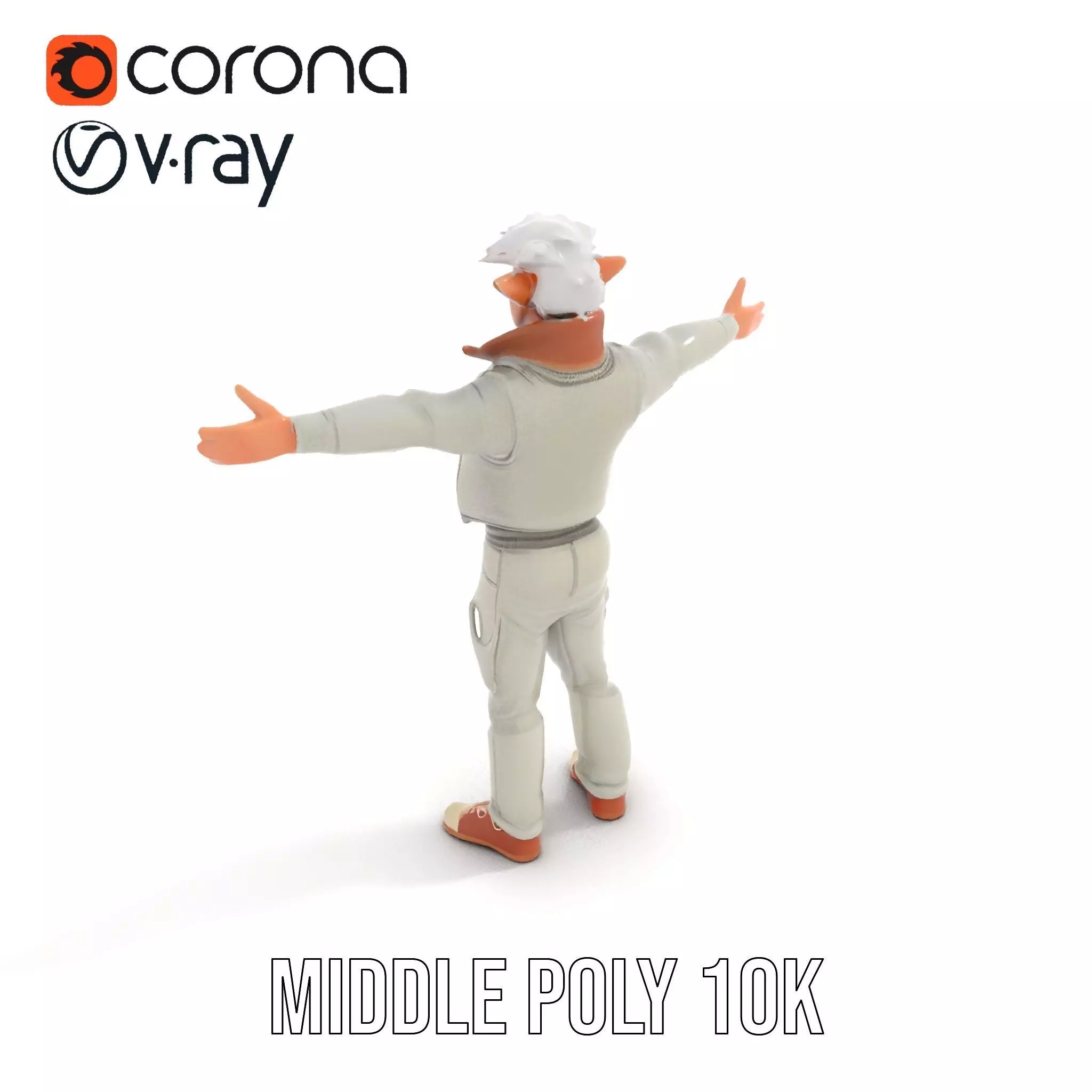 Elderly Elf Character Wearing Casual Jacket Model Pack Low-poly 3D model_7