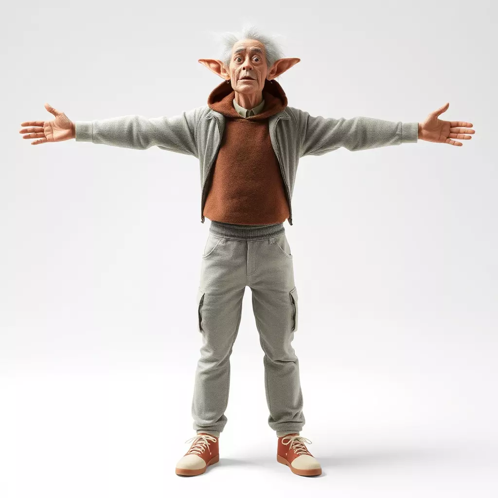Elderly Elf Character Wearing Casual Jacket Model Pack Low-poly 3D model_3